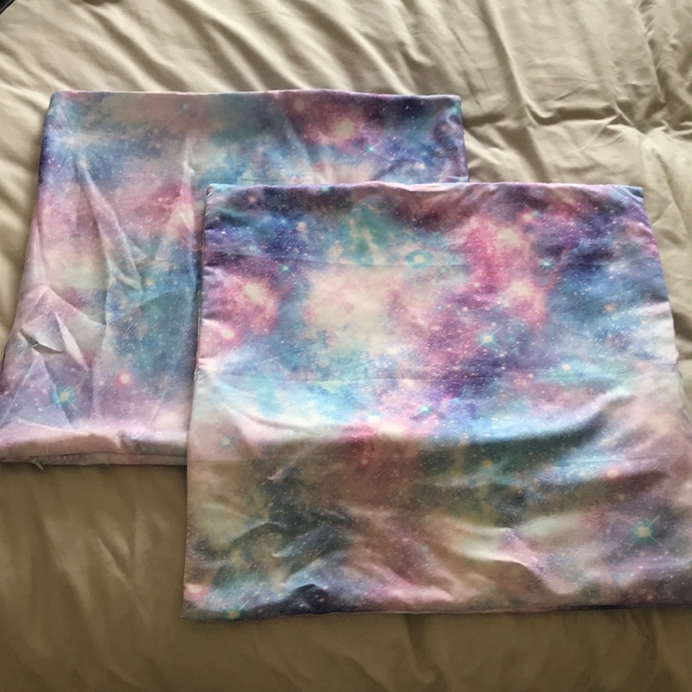 Galaxy pink blue purple pillow covers (set of 2)